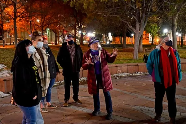 A group of people on tour