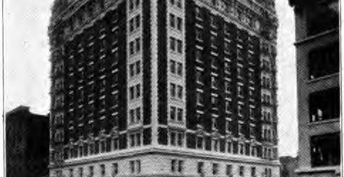 A 1920 balck and white photo of The Benson Hotel Portland Oregon, huanted, spectacular and still going storng.